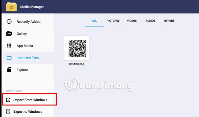 Thao Tác Import File Ảnh Mã QR Từ Thư Mục Windows Vào Bộ Nhớ Của Phần Mềm Giả Lập.