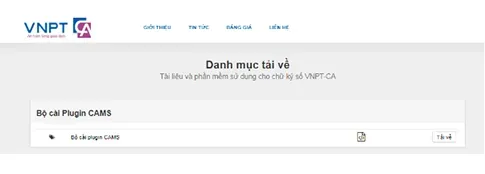 Mục tải Plugin CAM hỗ trợ các giao dịch ký điện tử sử dụng chữ ký số VNPT