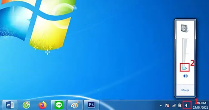 Kiểm tra và tăng âm lượng loa máy tính trên thanh Taskbar để khắc phục sự cố mất tiếng