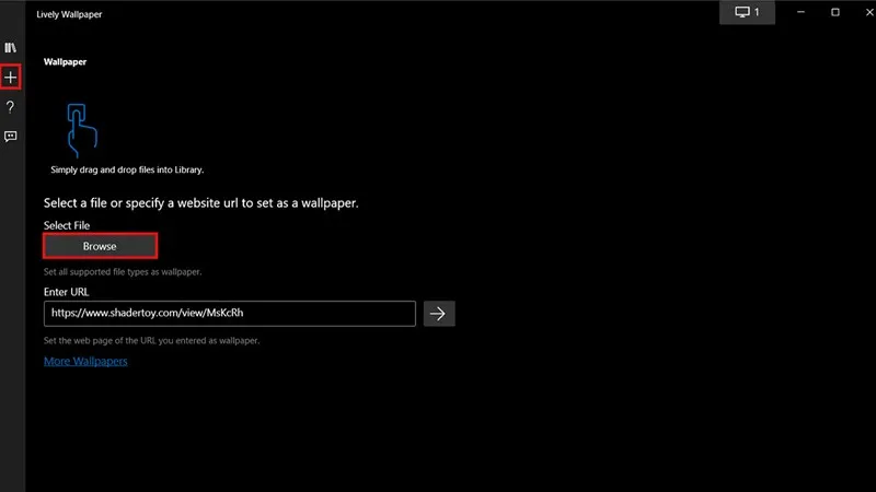 Thêm hình nền mới từ file cục bộ (GIF, video) bằng nút Add Wallpaper