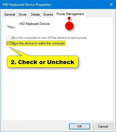 Cấu hình Power Management để cho phép đánh thức