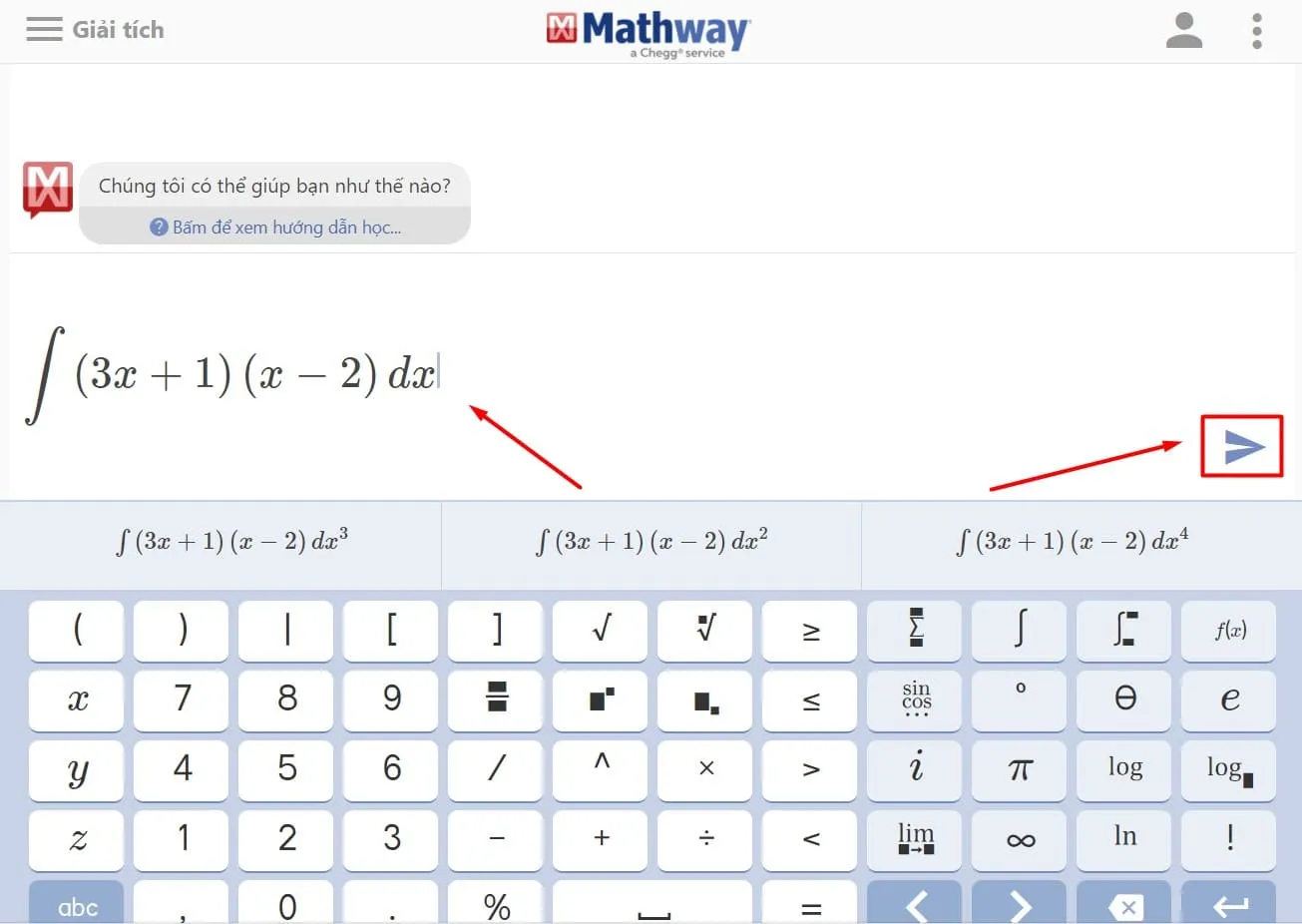 Giao diện nhập liệu biểu thức trên máy tính Casio