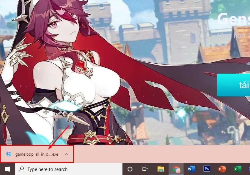 Click chuột vào file vừa tải