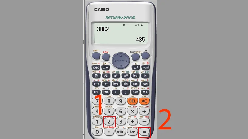 Kết quả phép tính tổ hợp C30/2=435