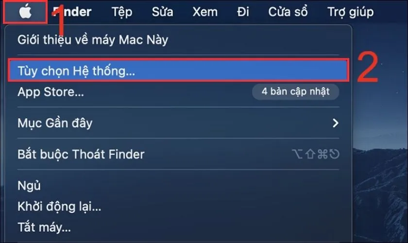 Chọn Tùy chọn Hệ thống (System Preferences) để bắt đầu cài bộ gõ tiếng Hàn trên máy tính Mac