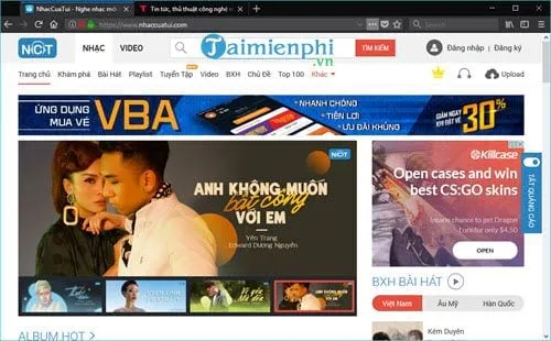 Đăng nhập tài khoản Nhaccuatui để tải nhạc