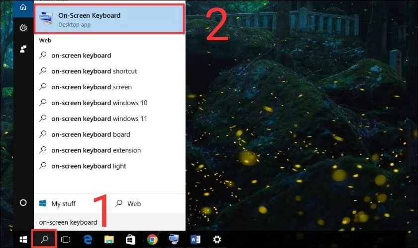 Mở ứng dụng On-Screen Keyboard (Bàn phím ảo) trên Windows để trực quan hóa layout Hangeul