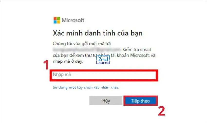 Nhập mật khẩu mới sau khi xác thực thành công