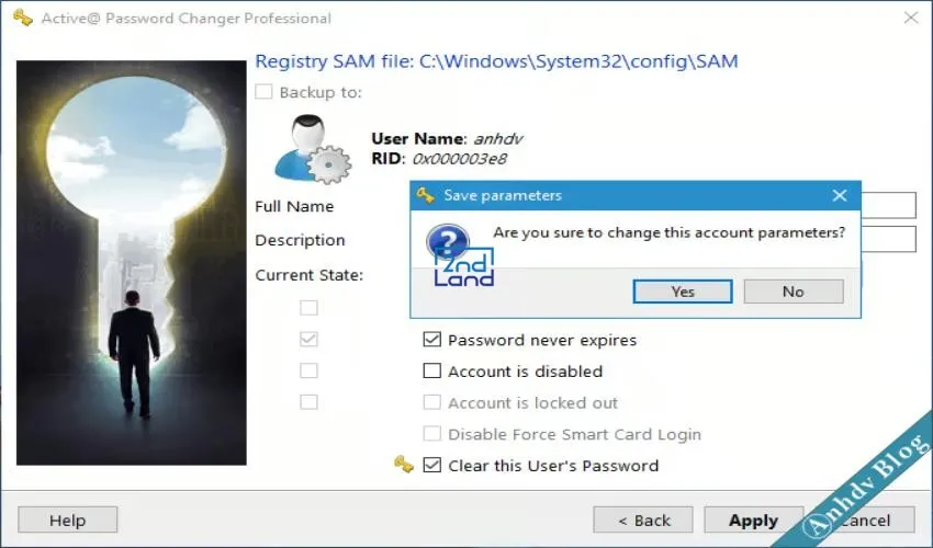 Giao diện Active@ Password Changer để đặt lại mật khẩu Windows