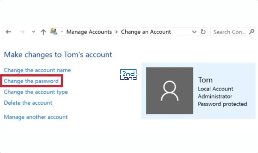 Thao tác Change the password và đặt mật khẩu mới