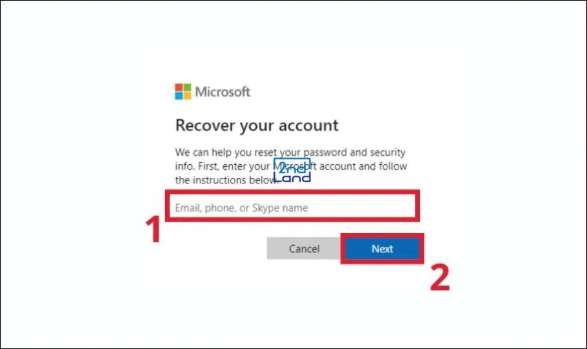 Giao diện khôi phục mật khẩu tài khoản Microsoft trực tuyến