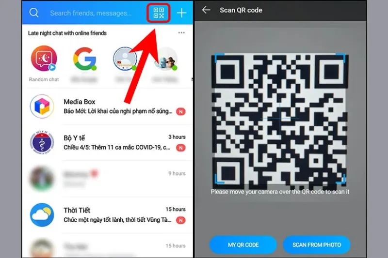 Đăng nhập Zalo bằng mã QR code