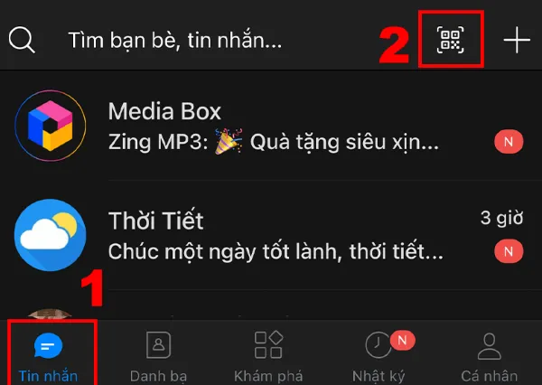 Nhấn chọn hình biểu tượng cho phép quét mã QR