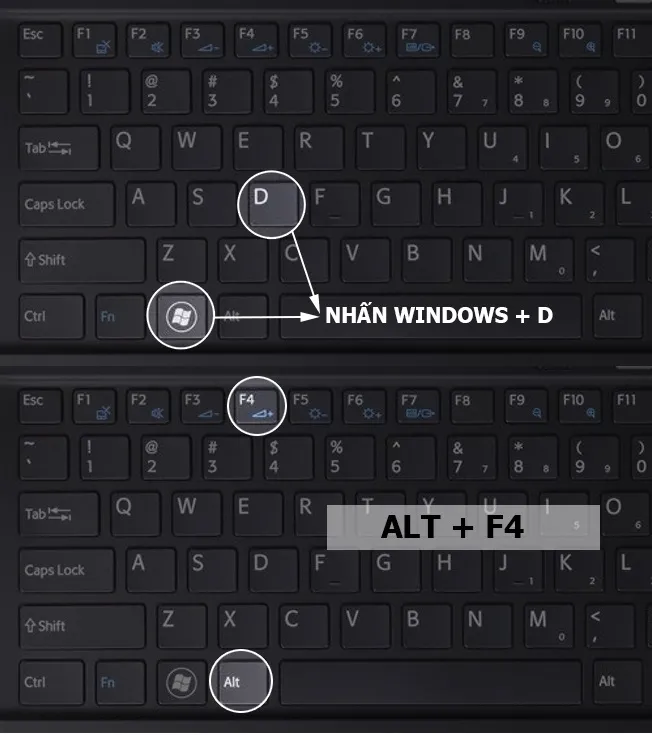 Sử dụng phím tắt Alt + F4 để khởi động lại hệ thống máy tính