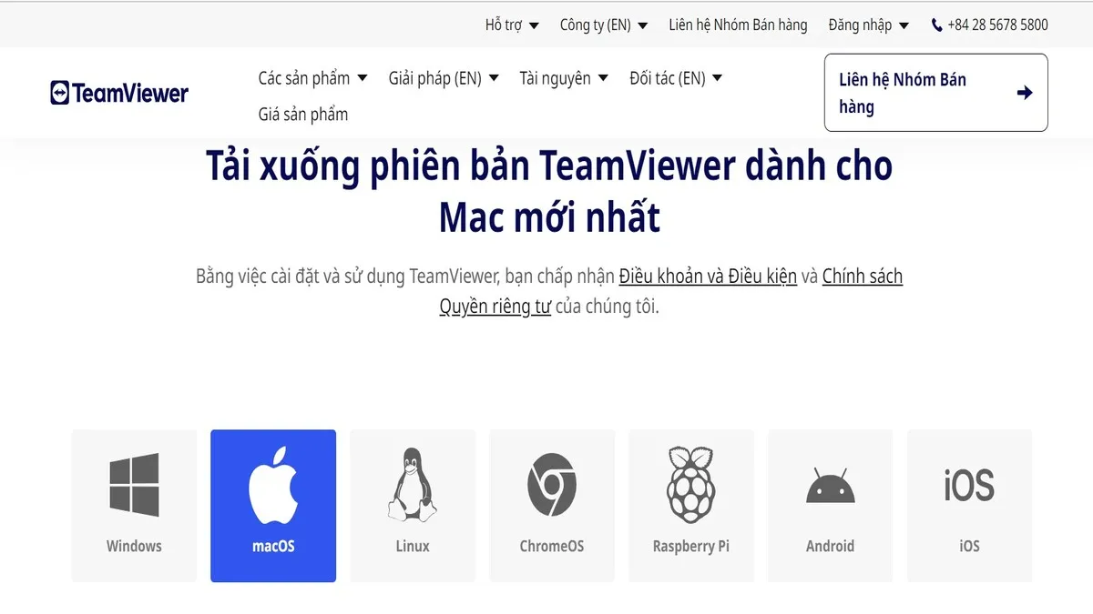 Tải TeamViewer về máy tính MacOS để thực hiện cách sử dụng teamviewer trên máy tính cho mục đích hỗ trợ kỹ thuật