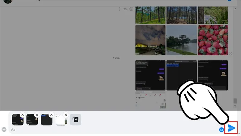 Nhấn nút gửi sau khi chọn thành công các hình ảnh cần gửi để hoàn tất cách gửi nhiều ảnh qua Messenger trên máy tính