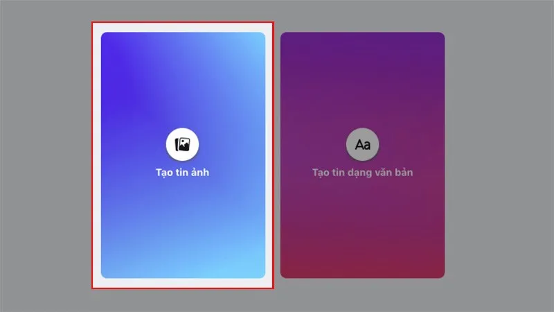Lựa chọn tạo tin ảnh khi thực hiện cách đăng story trên máy tính