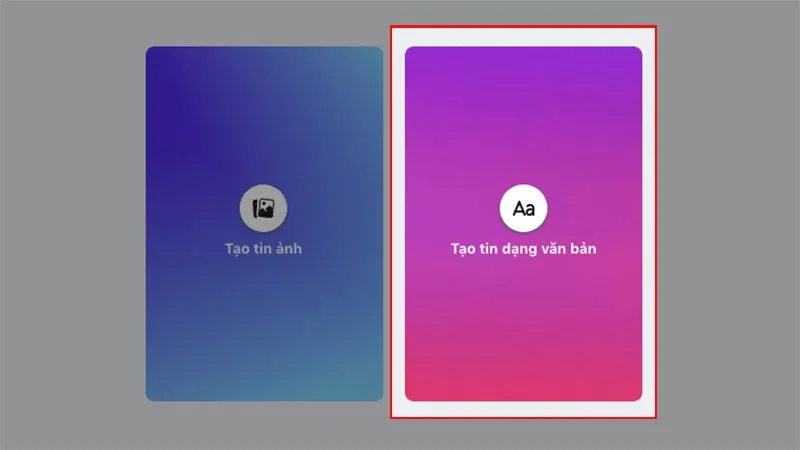 Chọn tính năng tạo story dạng văn bản trên giao diện máy tính