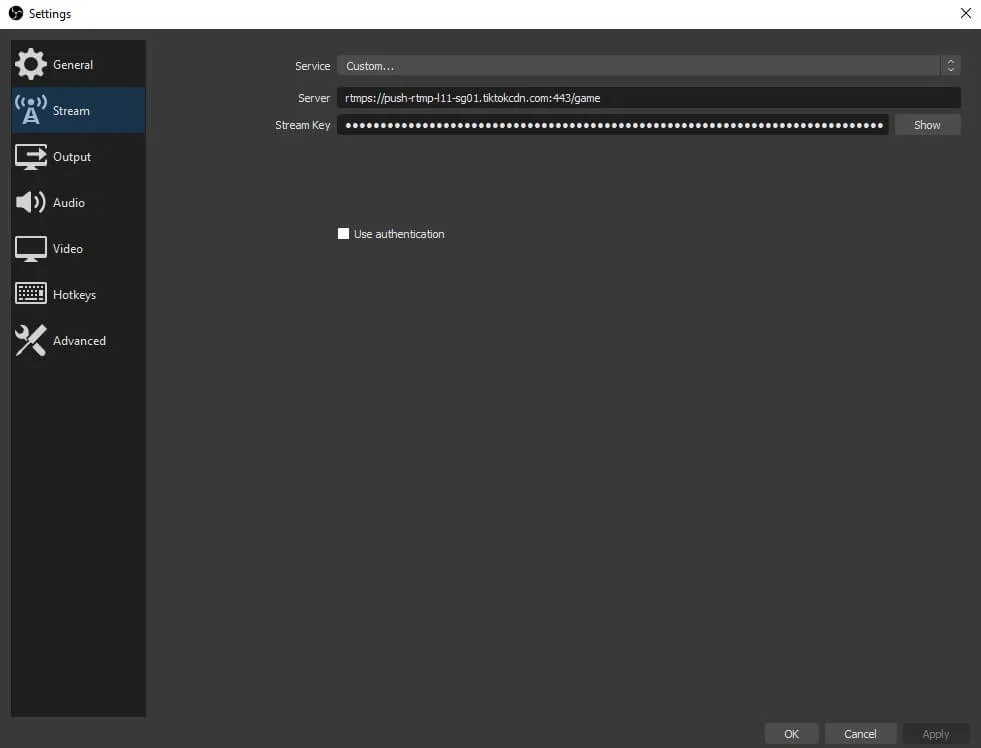 Set-up Stream Livestream Tiktok OBS