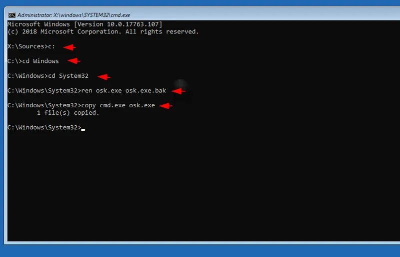 Sử dụng lệnh OSK trong Command Prompt hoặc PowerShell