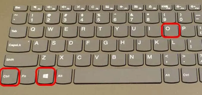 Sử dụng tổ hợp phím tắt Ctrl Win O để kích hoạt bàn phím ảo nhanh chóng