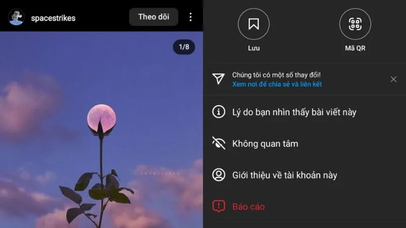 Lấy liên kết ảnh trên Instagram để sử dụng công cụ bên thứ ba nhằm tải hình ảnh về máy tính
