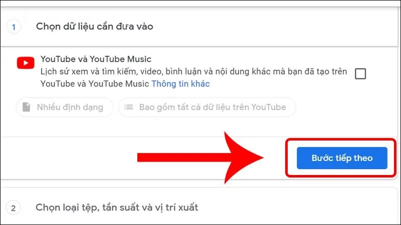 Lựa chọn phương thức nhận thông báo và tần suất xuất tệp ảnh