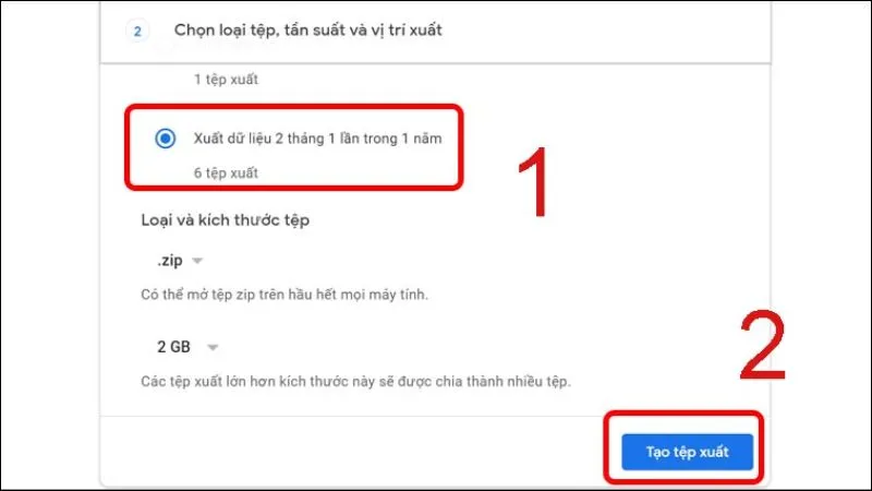 Tạo tệp xuất ZIP/TAR để tải hình ảnh về máy tính từ Google Photos