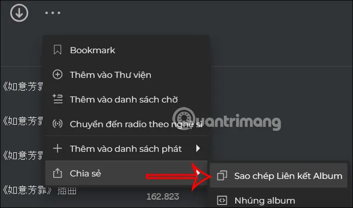 Sao chép liên kết album hoặc playlist Spotify để tải toàn bộ danh sách