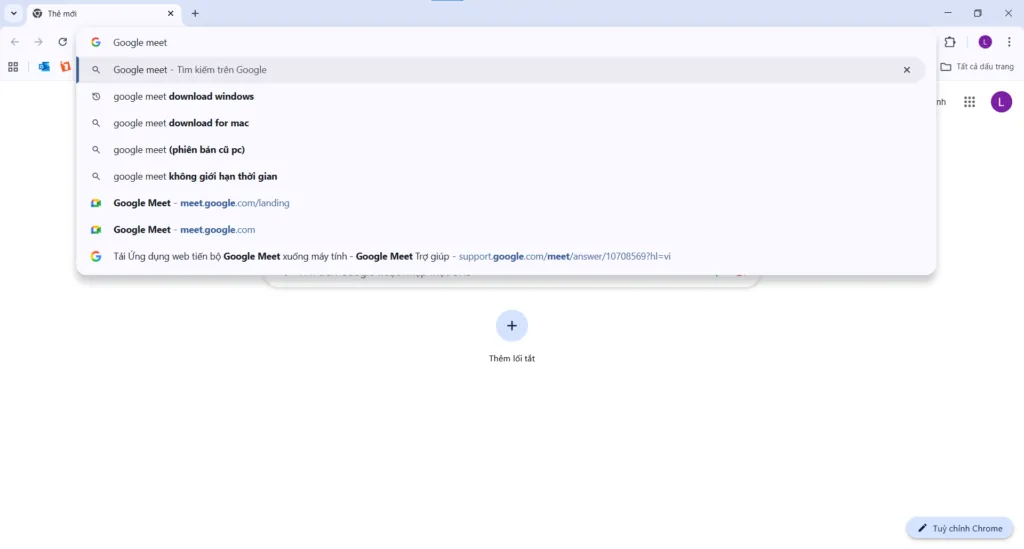 Bước 1: Truy cập trang web meet.google.com để bắt đầu quá trình tải ứng dụng PWA.