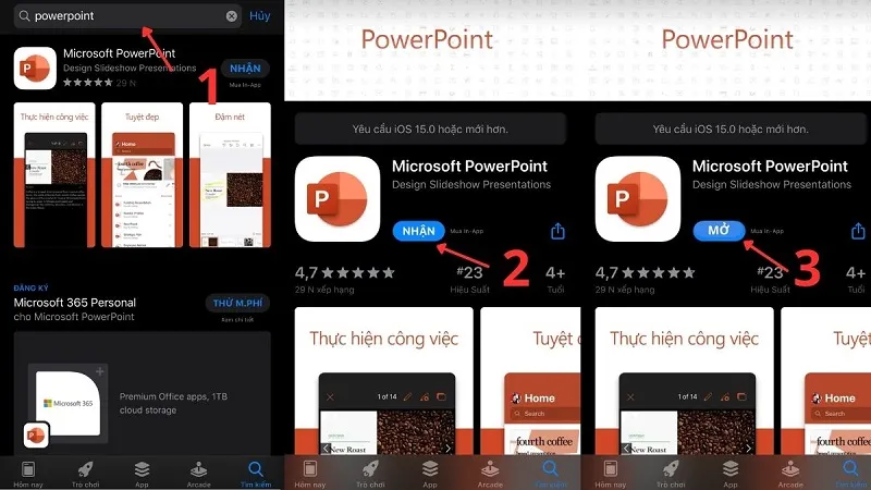 Giao diện ứng dụng Microsoft PowerPoint trên Apple App Store, hướng dẫn tải về iPhone và iPad