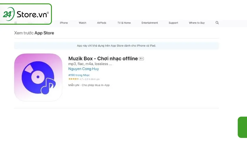 Tải Muzik Box trên App Store (Minh họa cho ứng dụng hỗ trợ chuyển nhạc PC sang Mobile)