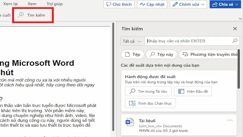 Tính năng tìm kiếm thông minh (Smart Lookup) trong Word 365 giúp tra cứu nhanh chóng