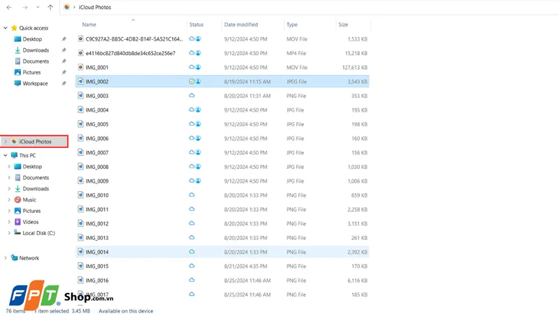 Hiển thị thư mục ảnh iCloud trong File Explorer trên máy tính