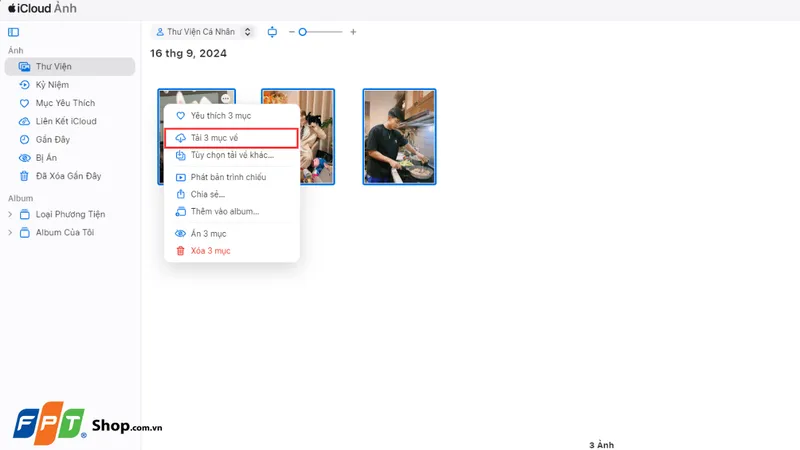 Chọn và tải ảnh hàng loạt từ iCloud.com về máy tính