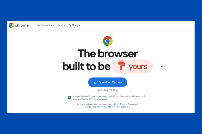 Tải Chrome về máy tính: Nhấn nút Download Chrome