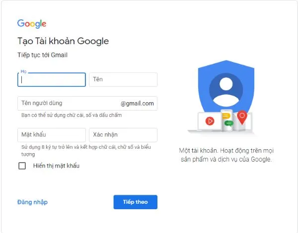 Hình ảnh minh họa chi tiết các bước cách tạo Gmail mới trên máy tính