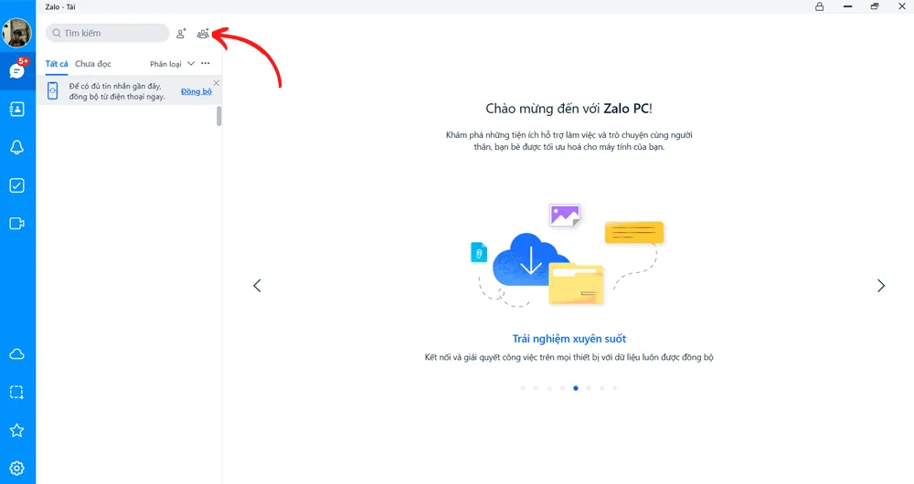 Cách tạo group Zalo trên máy tính - bước 2