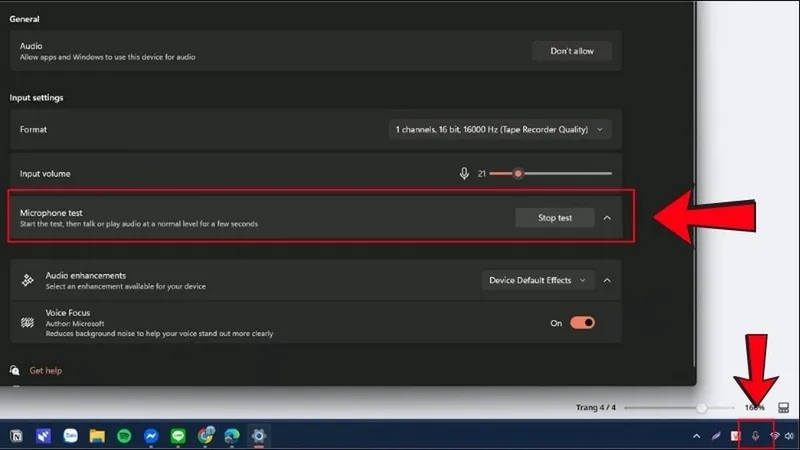Chỉ Báo Mức Độ Thu Âm Micro Khi Đang Test