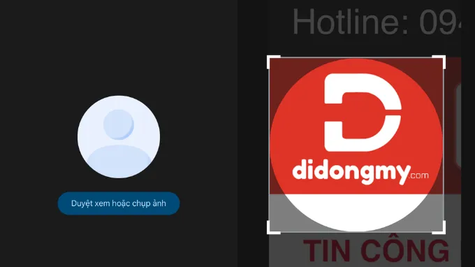 Ảnh mô tả giao diện Tài khoản Google sau khi nhấp vào avatar, chuẩn bị thay đổi hình ảnh hồ sơ trên thiết bị di động