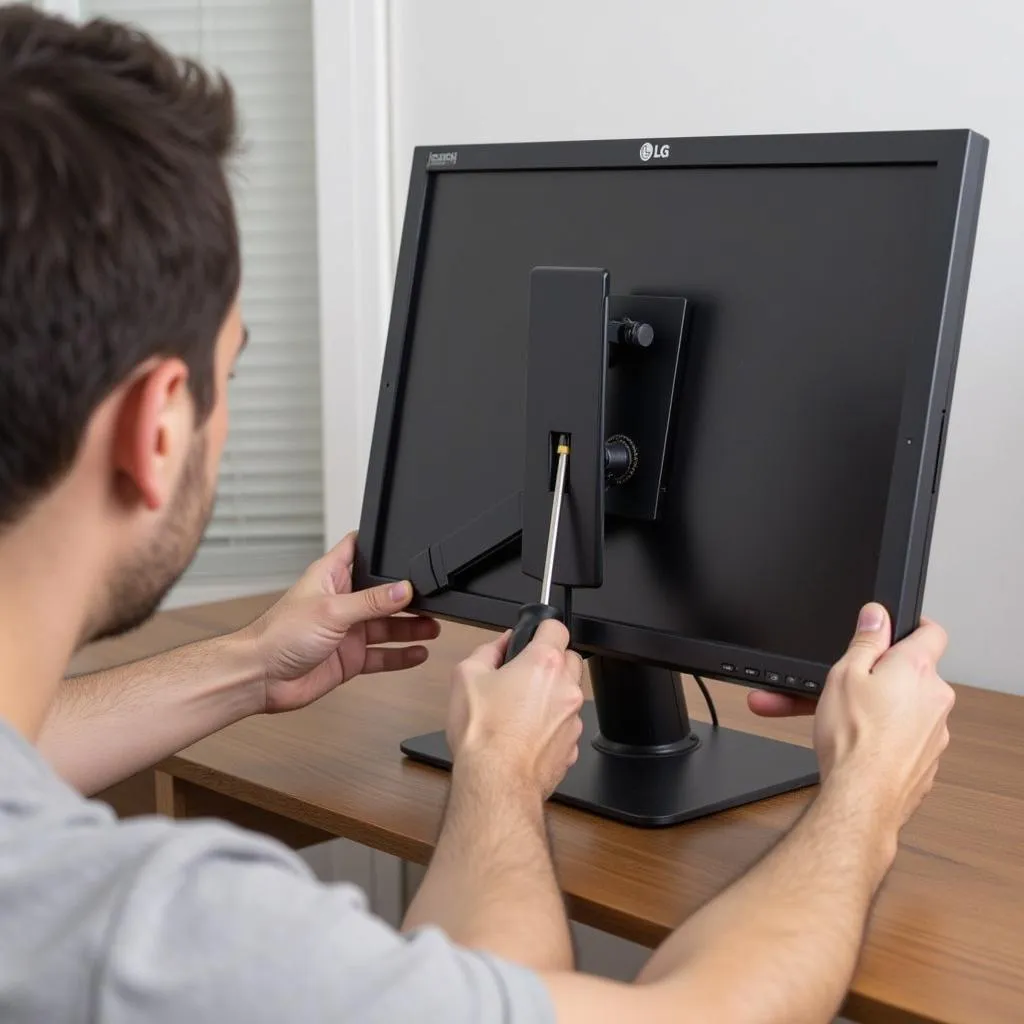 Cách tháo chân đế màn hình máy tính LG