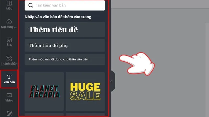 Thêm văn bản và các tổ hợp font chữ sẵn có trong Canva
