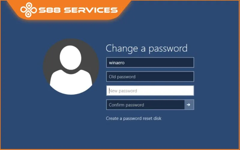 Cửa sổ Change a Password, nhập Mật khẩu cũ, Mật khẩu mới và Xác nhận để thay đổi pass máy tính