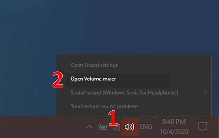 Mở Volume Mixer để kiểm tra âm lượng của từng ứng dụng đang chạy trên hệ thống Windows