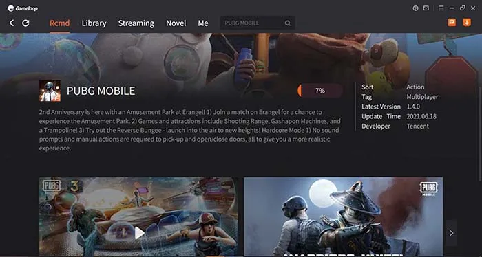 Quá trình GameLoop tự động tải xuống các tệp dữ liệu cần thiết của PUBG Mobile