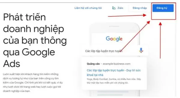 Hình ảnh minh họa giao diện tạo tài khoản Google Ads