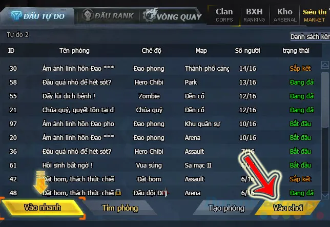 Chọn Phòng Và Chế Độ Chơi, Tùy Chọn Tạo Phòng Mới Trong Cách Chơi Truy Kích Trên Máy Tính