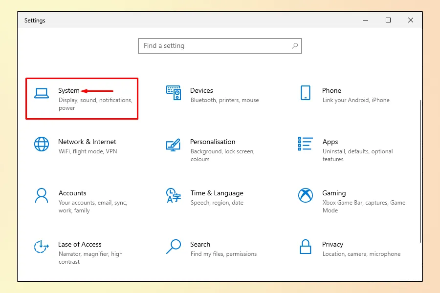 Truy cập cài đặt hệ thống (Settings) và chọn Display