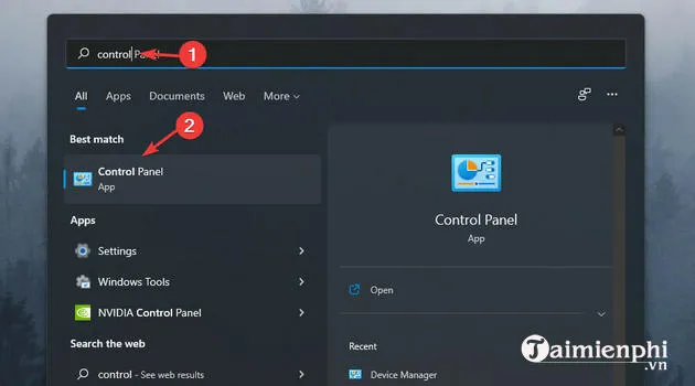 Mở Control Panel để truy cập cài đặt thời gian