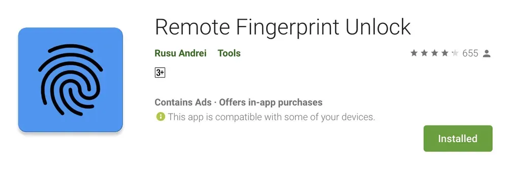 Ứng dụng Remote Fingerprint Unlock trên Google Play hỗ trợ cách để khóa máy tính và mở khóa bằng vân tay
